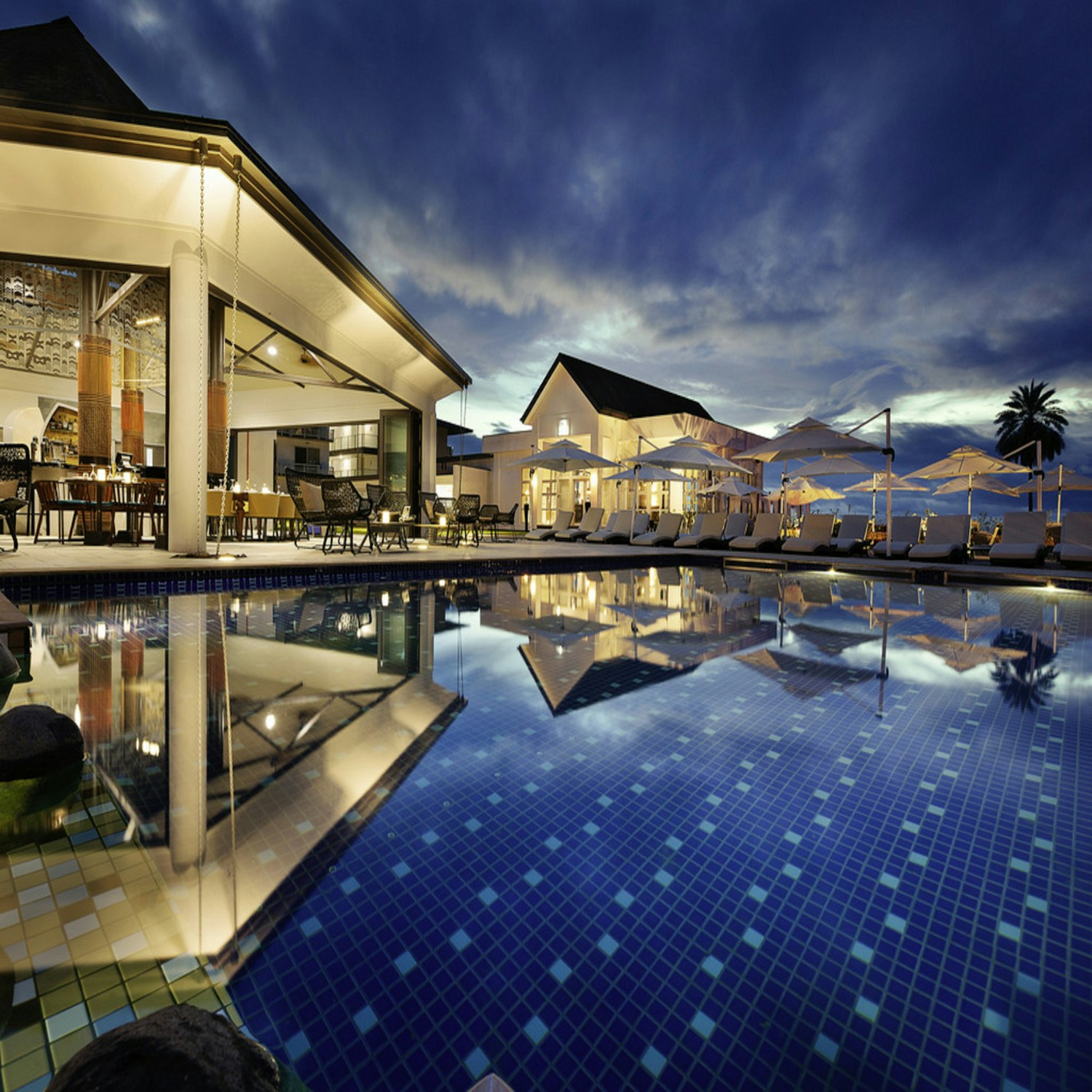 Illustrative tropical residence with a garden